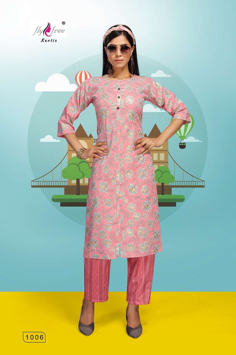 Fly Free Roller Fancy Ethnic Wear Latest Kurti With Bottom Collection
